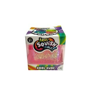 NEW JA-RU Irre-Squish-Tible Kool Kube Pink Glitter Sensory Fidget Toy Stretchy